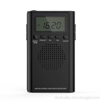 Outdoor Portable Mini Pocket AM/FM Clock Radio with LCD Display
